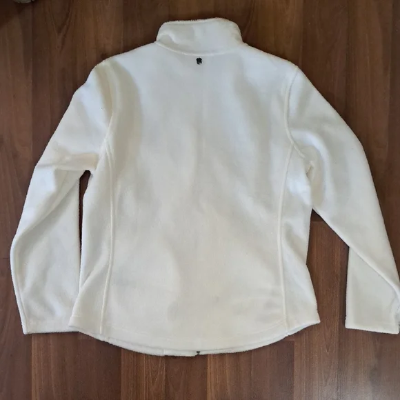 Women's Cream Embroidered Teddy Fleece Jacket - Picture 6 of 7